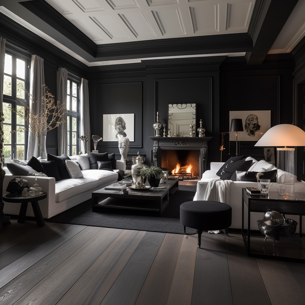 Dark color floor with french colony style